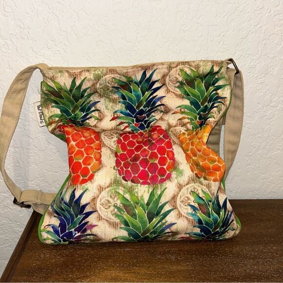 Paul Brent Embellished Pineapple Print Zipper Closure Crossbody Purse Bag - Picture 7 of 11